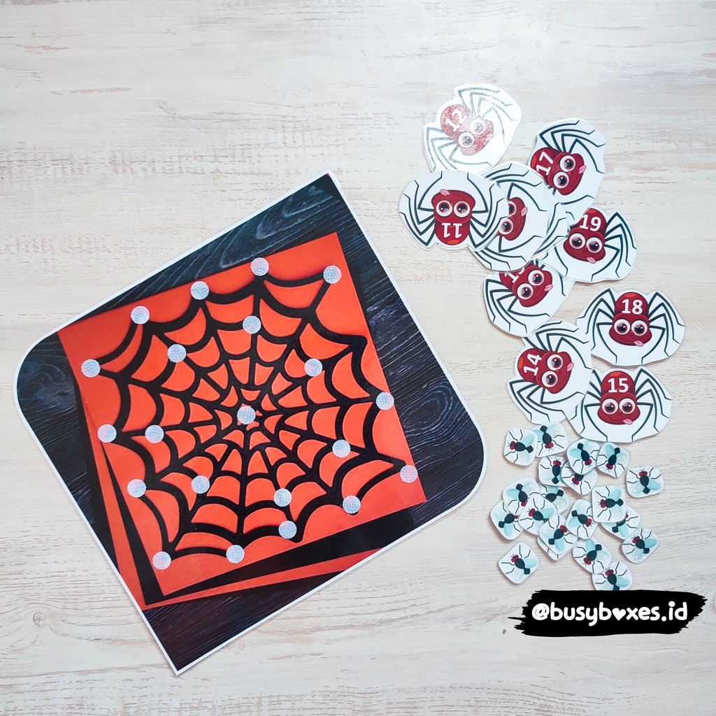 [busyboxes.id] busypage busy page mainan edukasi worksheet paud TK Spiderweb belajar berhitung 11-20