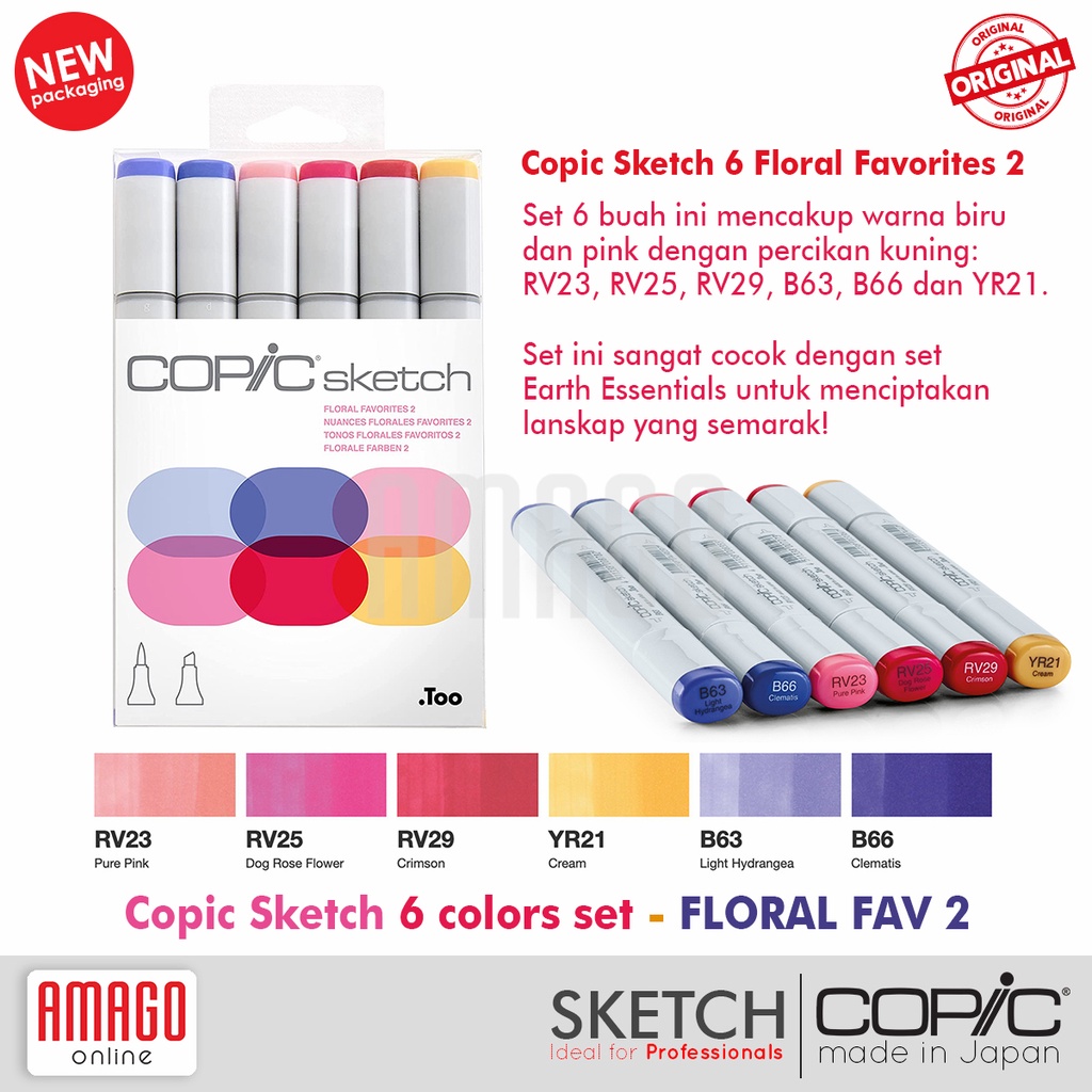 COPIC SKETCH MARKER - SET ISI 6 - FLORAL FAVORITES 2 - CSM/6FF2