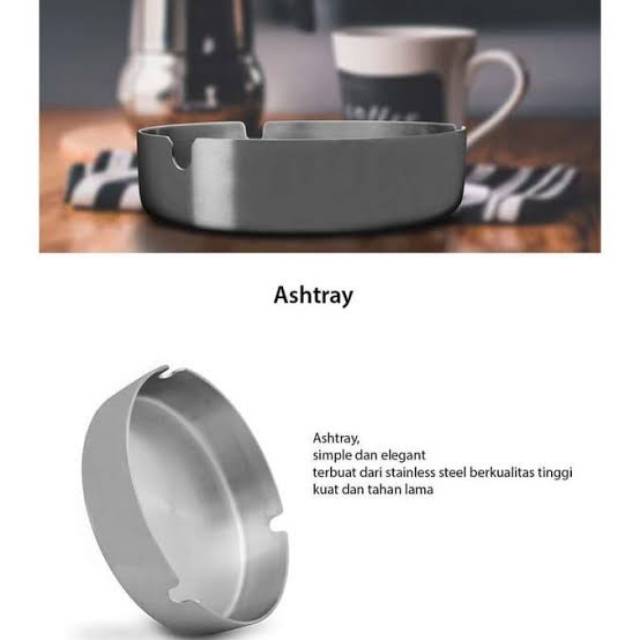 Asbak stainless cookville 12 cm / asbak portable stainless steel 12 cm tebal / asbak unik ori Korea