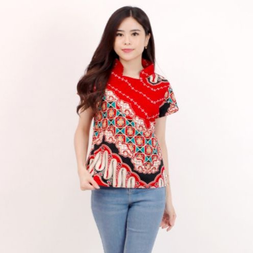 Batik wanita - Atasan blouse batik wanita fashion 569-RED C