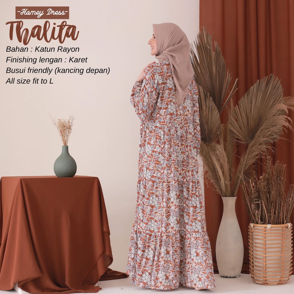 Homey Dress Rayon THALITA Gamis Dewasa Motif