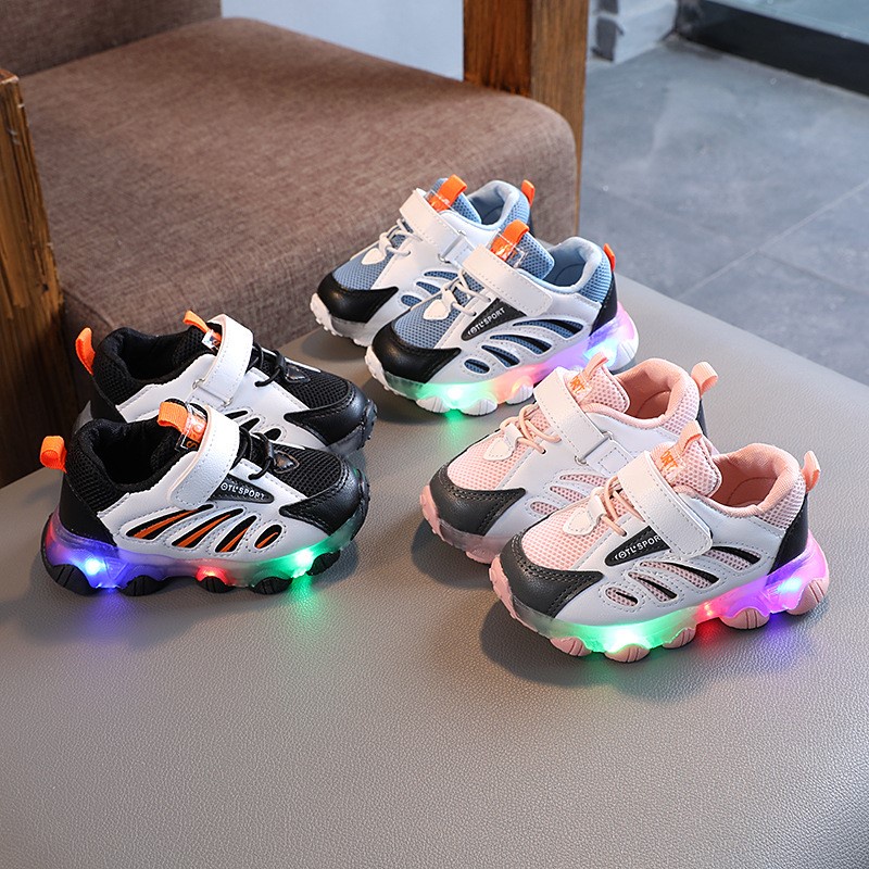 NEW!!Sepatu Sneakers Anak Perempuan/Laki-laki LED model sport import