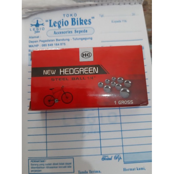 Laher / Gotri / Pelor / Steel Ball 1/4 inch (6.35mm) As Tengah & Belakang Sepeda. HEDGREEN
