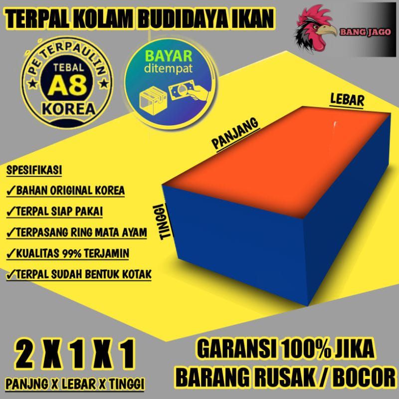 terpal kolam ukuran 2x1x1 type ketebelan A8 dan A12 bisa bayar cod