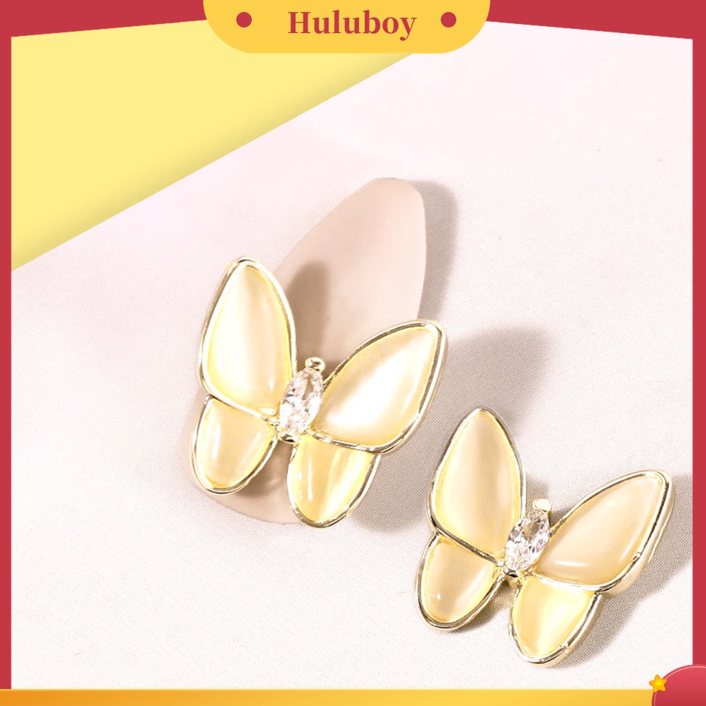 Huluboy Huluboy♡ 2pcs Kupu-Kupu Glitter Berlian Imitasi Untuk Dekorasi Nail Art DIY