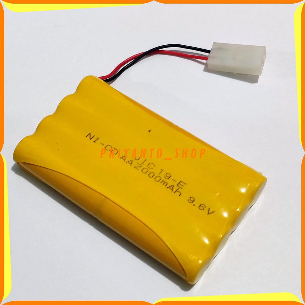 Baterai Ni Cd RC AA 2000mAh 9.6V Model 2 Socket Putih isi 8