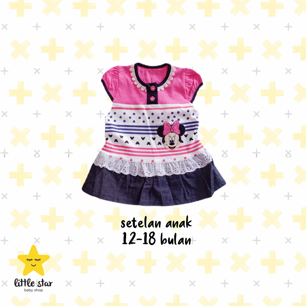 Disney Minnie Mickey Mouse Dress Anak Cewek | Set Baju Pakaian Bayi Perempuan Girl