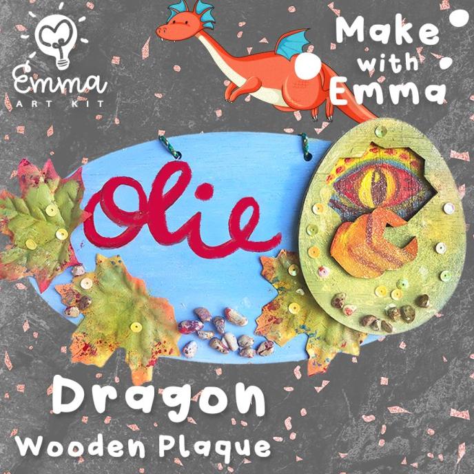 

NEW! Make With Emma Art Kit: Dragon Wooden Plaque. Craft for Kids. ---READY---