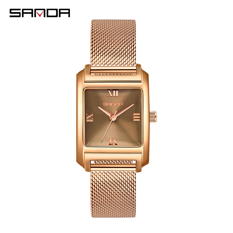 SANDA P1067 Jam Tangan Wanita Analog Tali Kulit Stainless Steel Quartz WATCHKITE WKOS