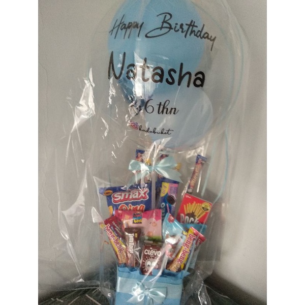 hadiah buket ulang tahun balon snack