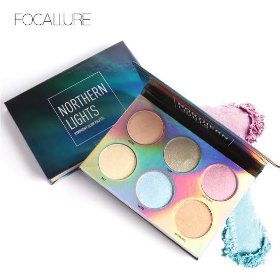 FOCALLURE Shimmer &amp; Highlighter Palette 6 Colors Northern Light ORI