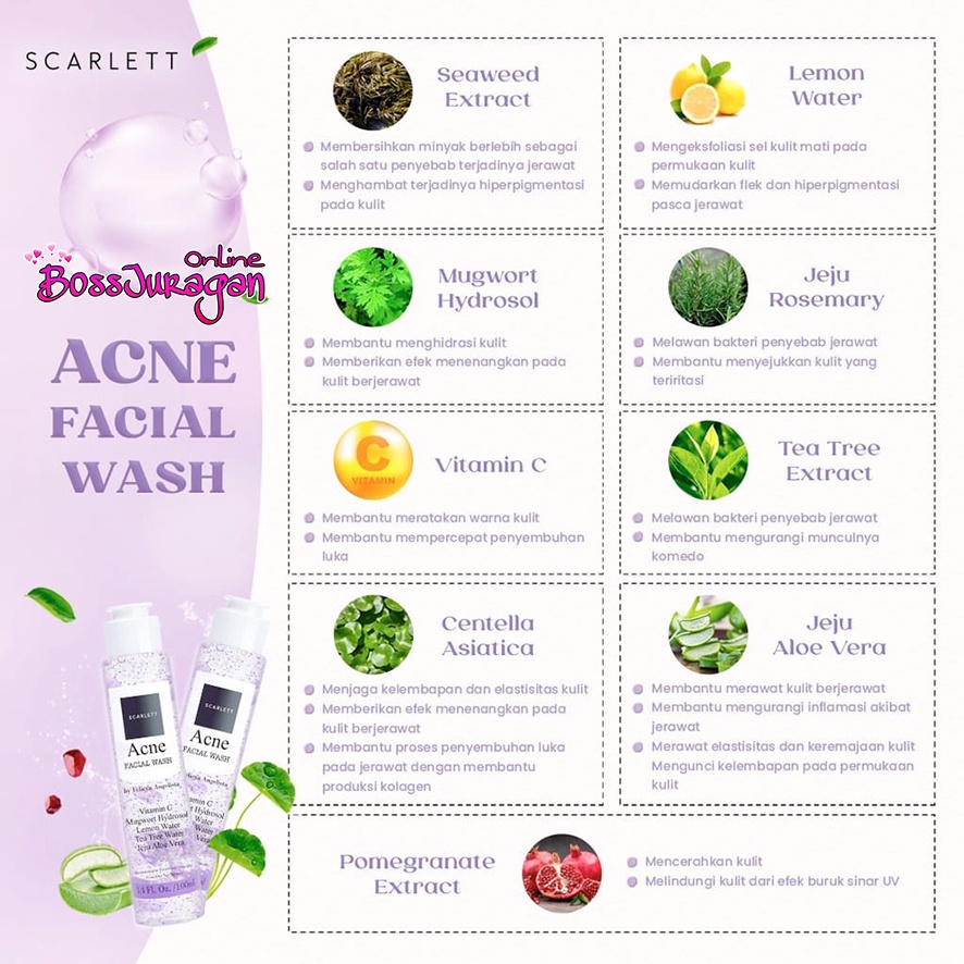 (BOSS) (NEW) SCARLETT Whitening Facial Wash - FACIAL WASH SCARLETT WHITENING