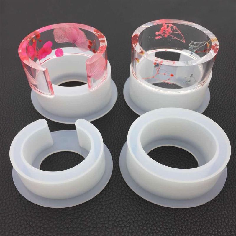 SIY  Semi-opening C-shaped Bracelet Silicone Mold DIY Crystal Epoxy Oval Bracelets Large Size Mirror Crafts Making Molds