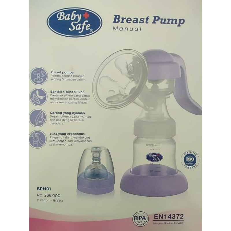 BPM01 Babysafe Baby safe Manual Breast pump bahan silikon / pompa asi