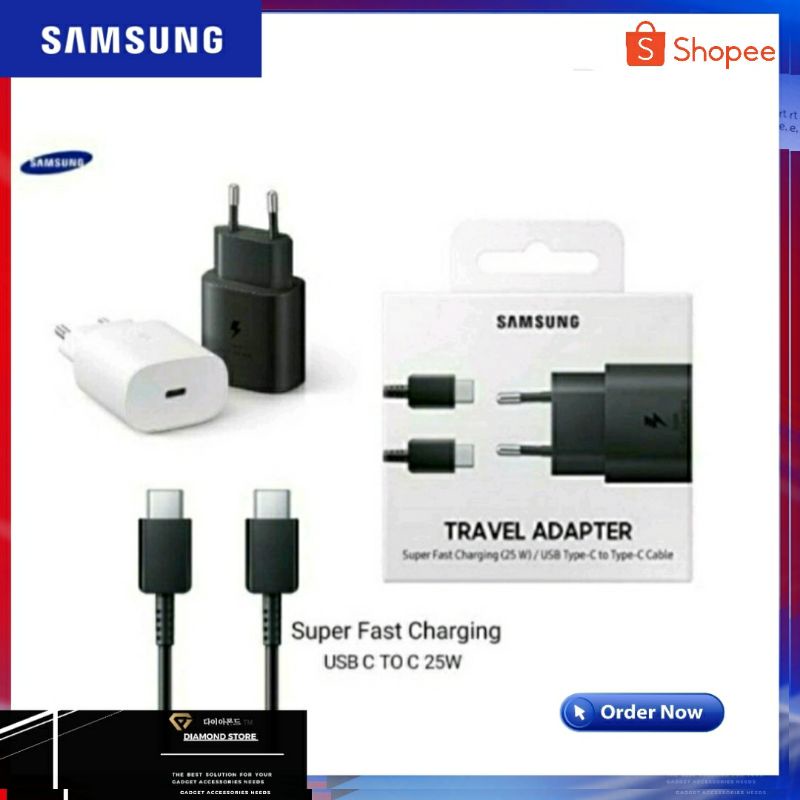 Charger Samsung NOTE 10 A70 A80 A50S S8 S9 S10 25Watt Super Fast Charging Type-C Original Packing Travel Adapter