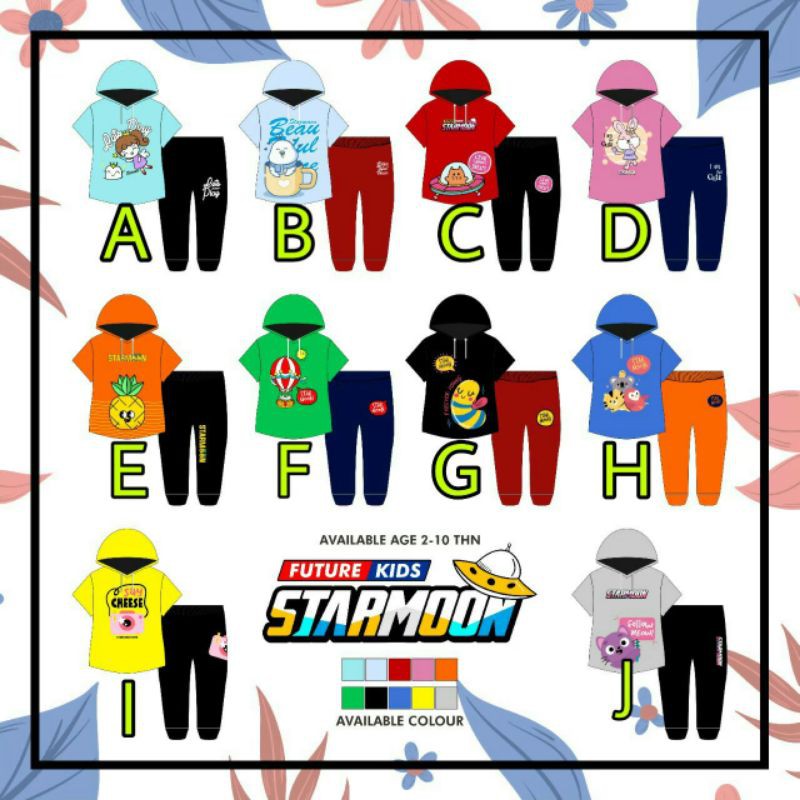 SET HOODIE STARMOON 2-10T / setelan hoodie anak perempuan usia 2-10 tahun