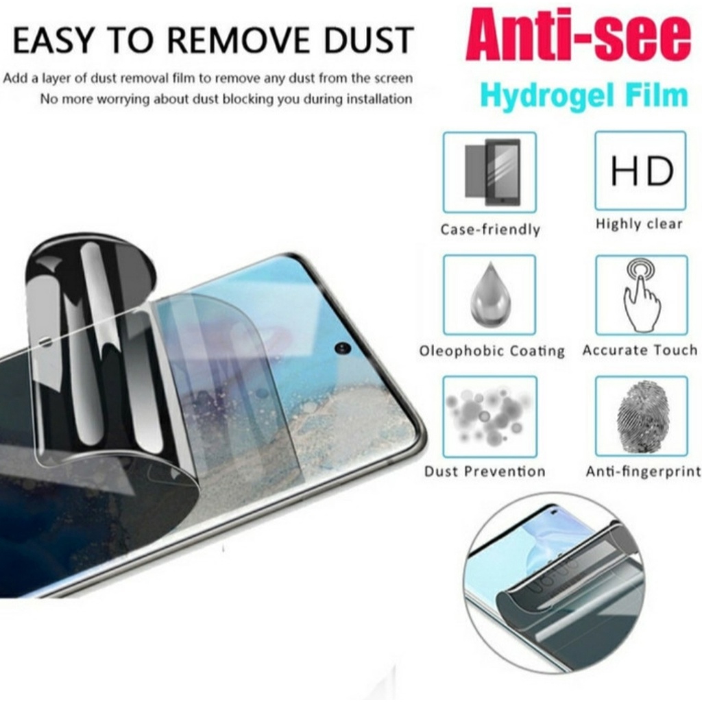 CUSTOM HYDROGEL Anti Spy samsung xiaomi poco iphone infinix Asus Rog ALL SEMUA TIPE HP AntiGores Screen Guard