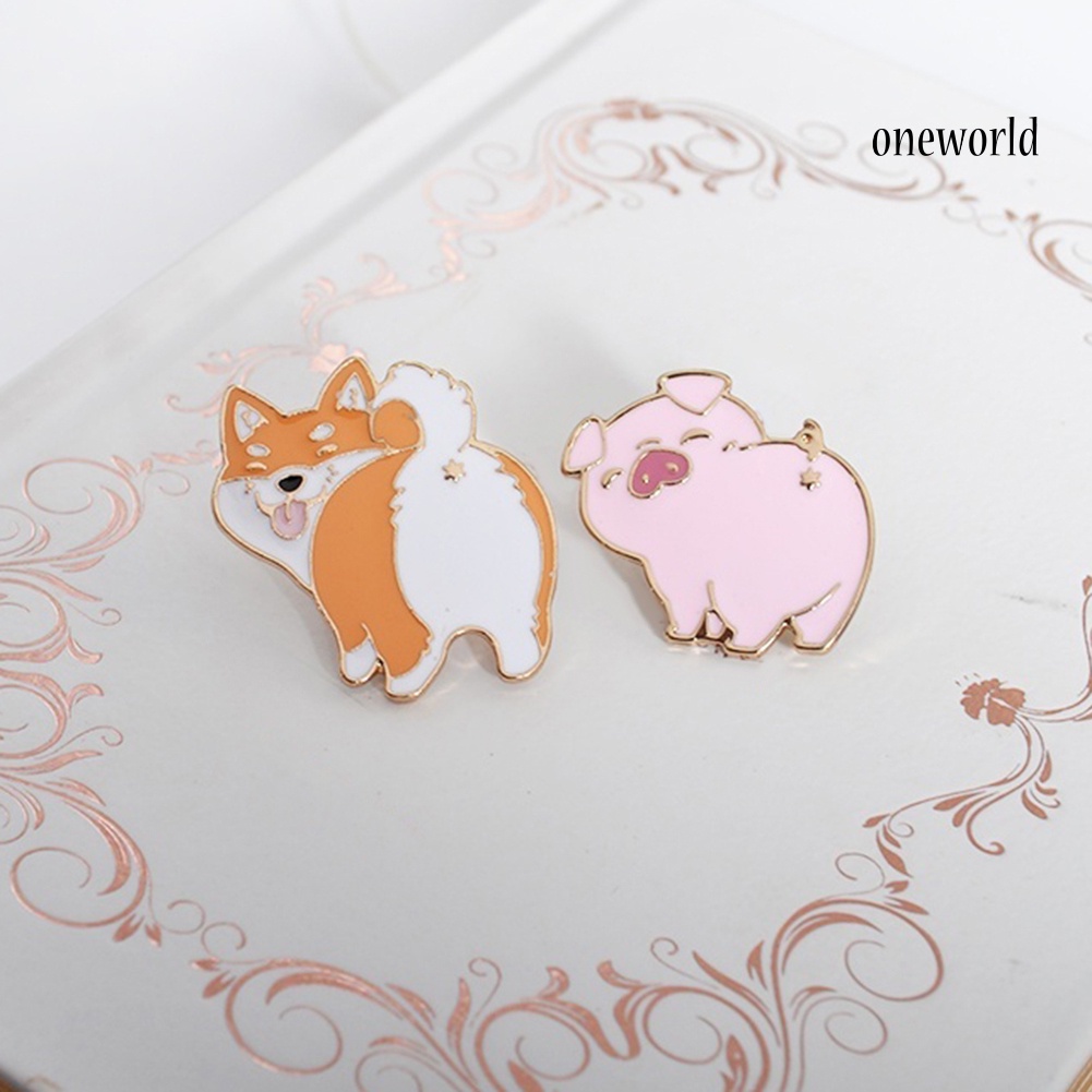 OW@ 1Pc Unisex Cute Animal Panda Dog Pig Pattern Lapel Brooch Pin Enamel Badge Pin