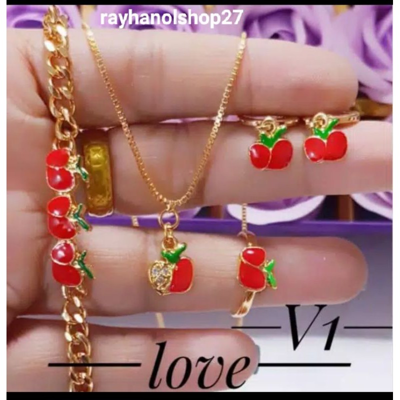 Xuping Set anak anak Lapis emas 22k motif buah tomat menarik dan cantik