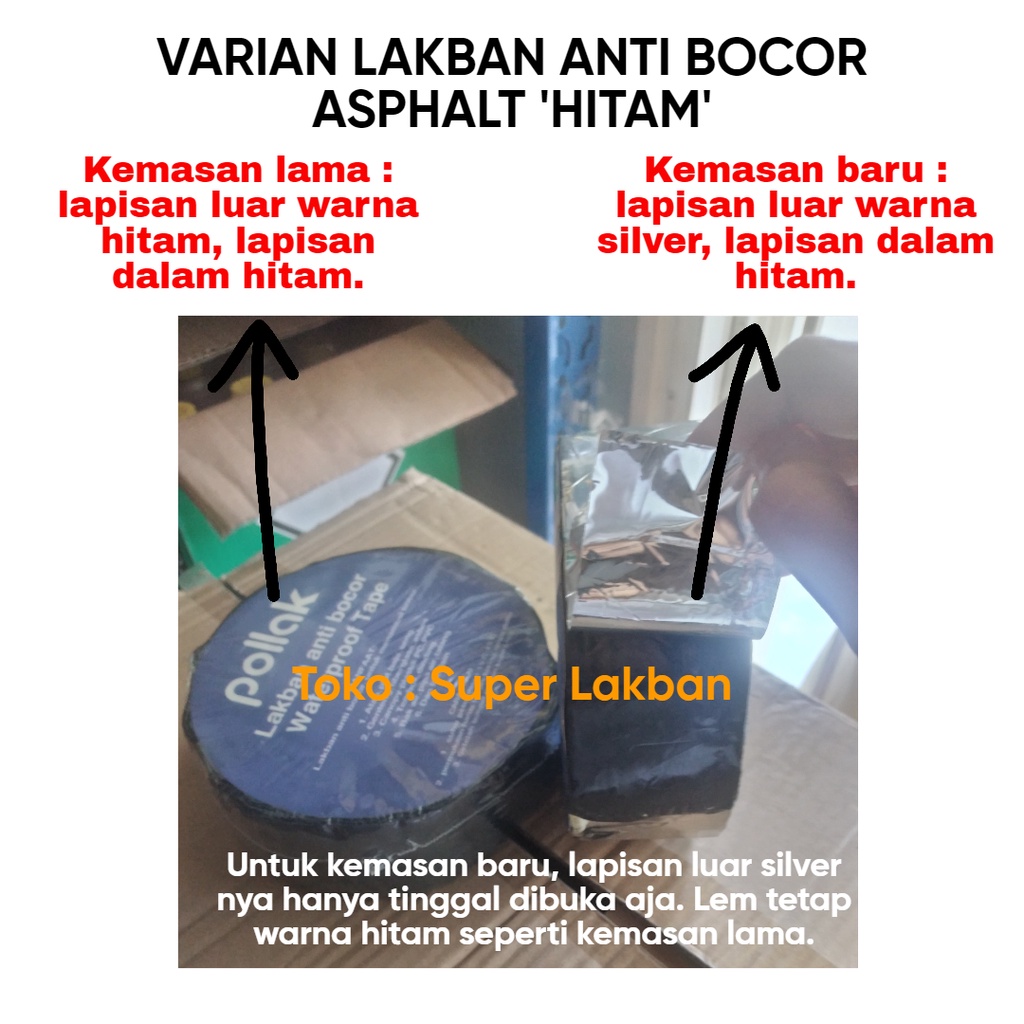 Lakban Anti Bocor Talang Atap Alumunium Foil Asphalt Pollak Hitam Lem Talang Serbaguna Waterproof Tahan Panas