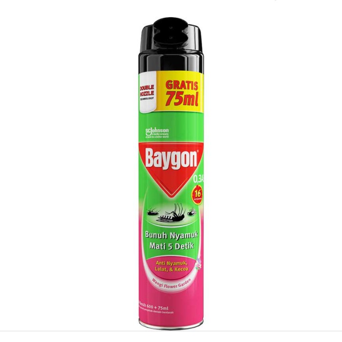 Baygon Aerosol Flower Garden 600ml + Extra 75ml