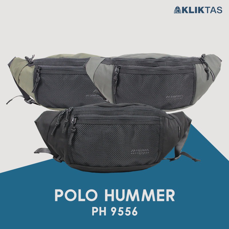 [KLIKTAS] Tas Pinggang Pria Besar Polo Hummer 9556 Waist Bag Laki Premium Tahan Air Import Terbaru