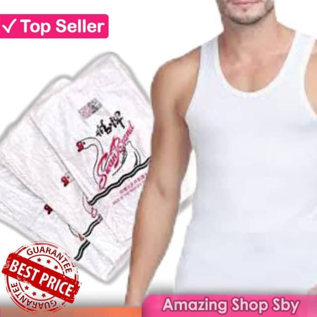 Grosir 1/2 Lusin Singlet Swan Brand Kaos Dalam Pria Swan Brand harga 6 Pcs Kaos  Cowok Murah