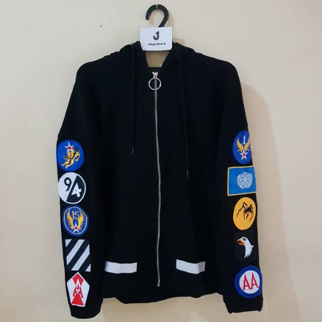 off white patch hoodie