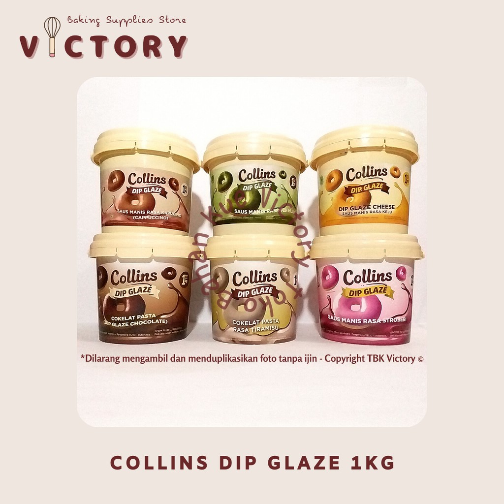 

COLLINS Dip Glaze 1KG - Topping Donat Coklat, Strawbery, Green Tea, Taro, Cheese, Tiramisu, Cappuccino