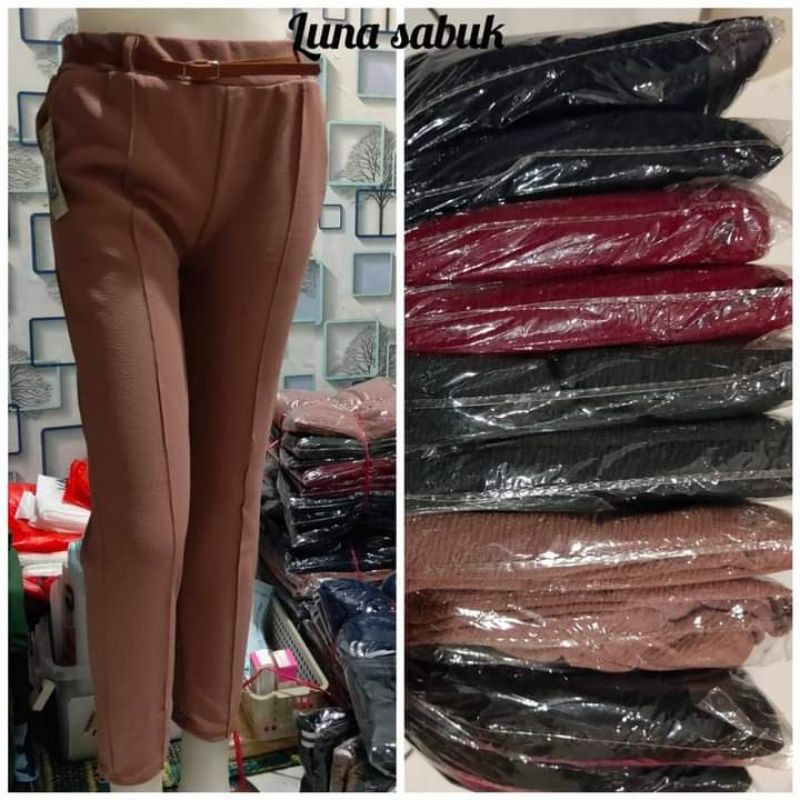 CELANA PANJANG SCUBA SABUK / CELANA PANJANG PEREMPUAN / BEGY PANTS SCUBA / CELANA PANJANG