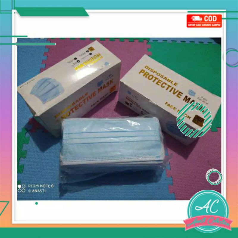 Masker cantol 3 lapis 3 ply earloop tali telinga 50 pcs disposable