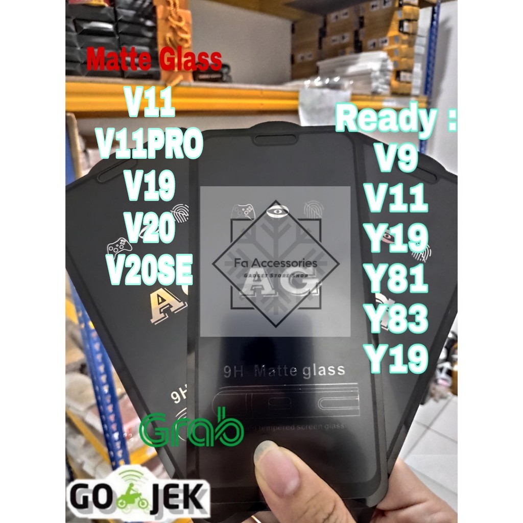 Tempered matte glass vivo v9 v19 v20 v21 v20se v23 v23e 5G e se v11 v11i v11pro y19 y81 y83 pro glear anti minyak