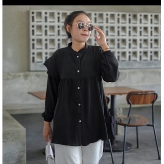 Tq88indonesia Fashion Blouse Kancing Wanita Terbaru / Nelwana Blouse CRINCLE / Blus Cewek / Baju Atasan Wanita Kekinian / Ootd / Baju Santai Wanita / Baju  Rempel polos Wanita