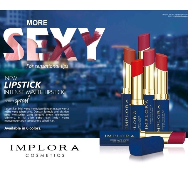 ❤ Ayushopa ❤ Implora (✔️Bpom) Intense Matte Lipstick Long Lasting Finish  Lipstik Mate Implora