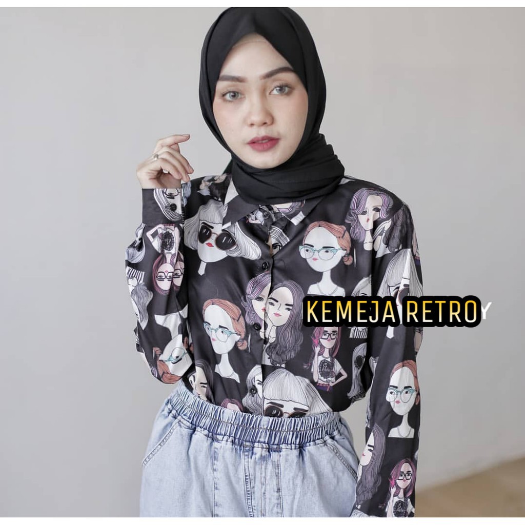 KEMEJA MEGAN KANCING // KEMEJA RETRO / KEMEJA Wanita / KEMEJA MOTIF / KEMEJA WANITA / KEMEJA KEKINIAN