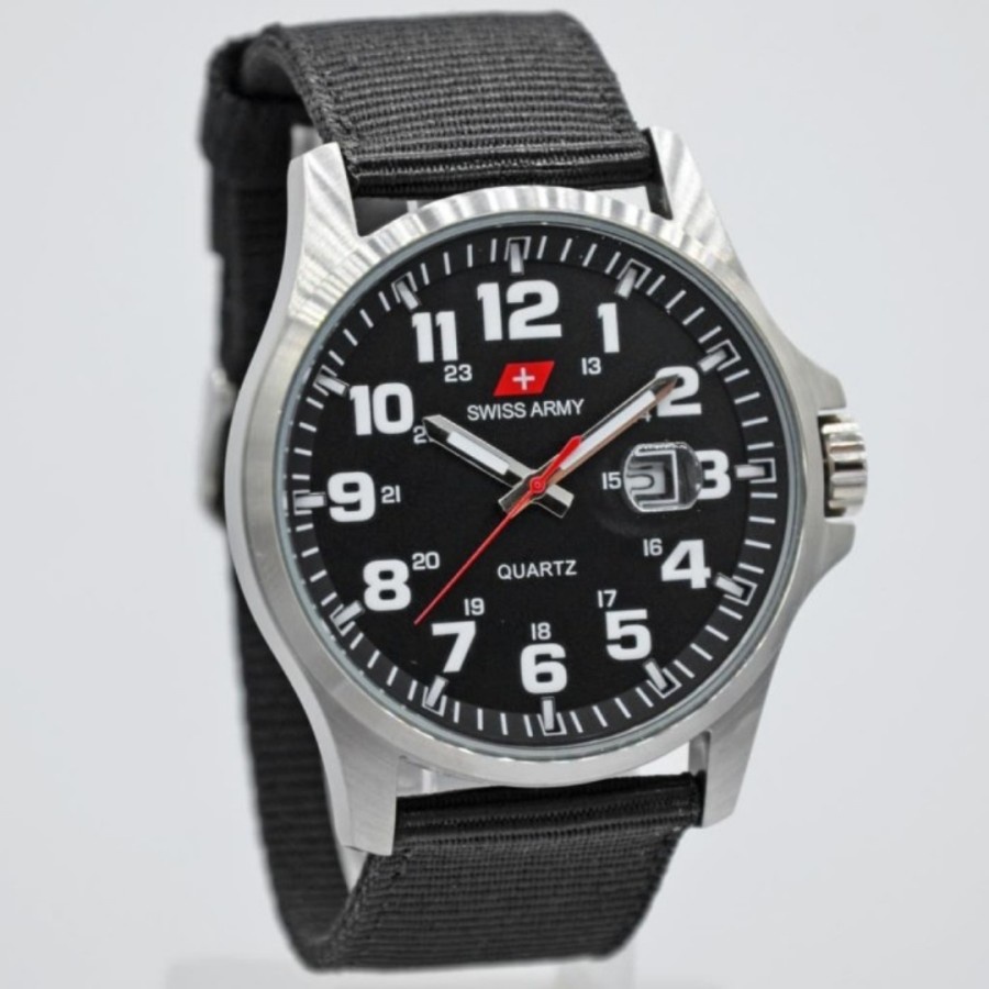 Jam Tangan Pria Swiss Original Tali Kanvas - Jam Tangan Pria Swiss Original Tali Kanvas