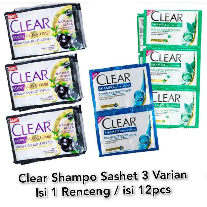 Clear Shampo Sashet Natural black isi 12 PCs / 1 lusin