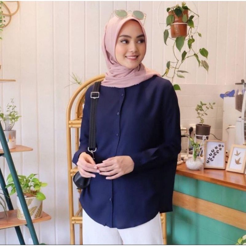 KEMEJA POLOS WANITA KASUAL CASUAL JUMBO / KEMEJA BASIC  !  KEMEJA KEKINIAN