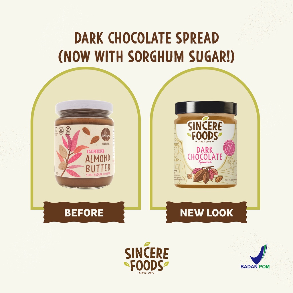 Dark Chocolate Spread Almond Hazelnut Sincere Foods / Selai Coklat Vegan 300g