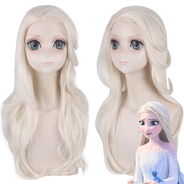 LOL-47 wig rambut palsu daily lolita cosplay putih frozen elsa