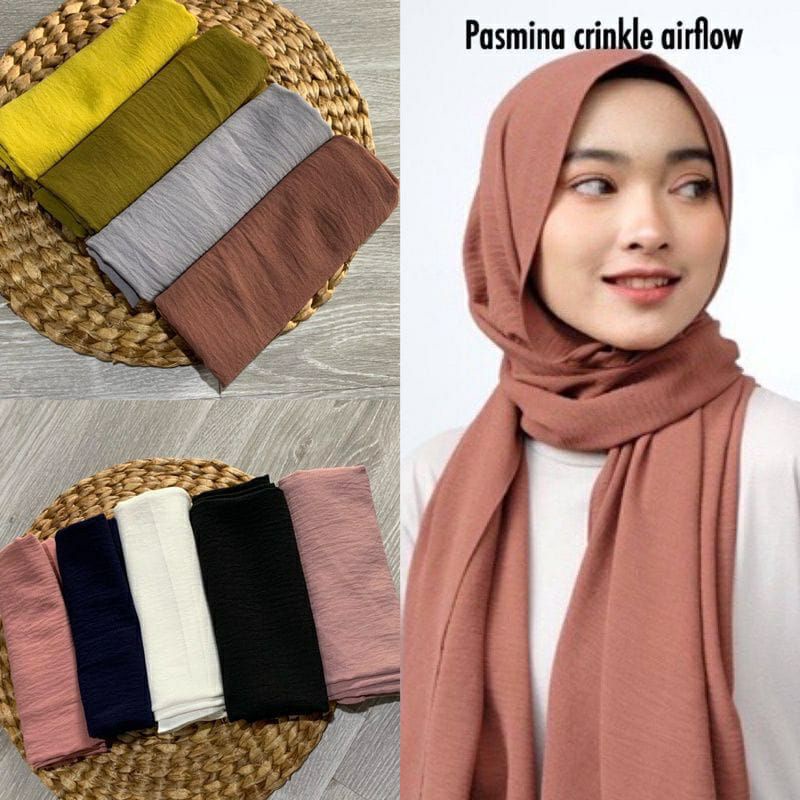 PASHMINA CRINKLE AIR FOLW SHAWL PREMIUM/ PASHMINA INSTAN