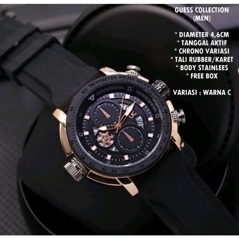 Jam Tangan G-Collection Rubber Chrono Tgl Aktif Jam Tangan Pria GC Jam Tangan Fashion