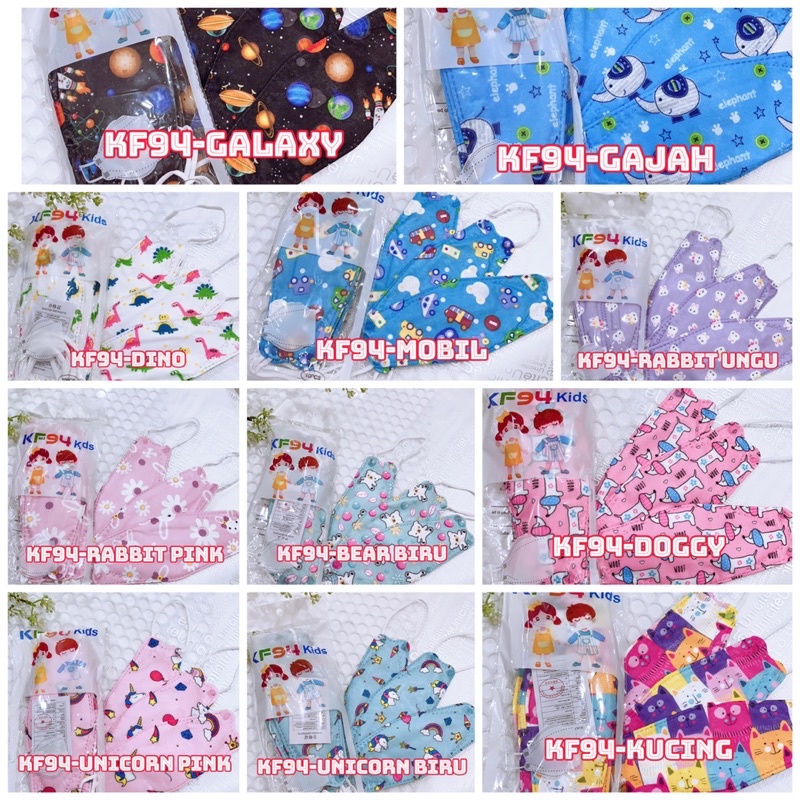 AZ Masker KF94 Kids Motif BTS KF94 BT21 / Masker KF94 Karakter Anak Motif BT21