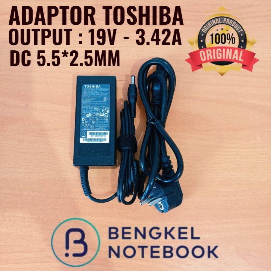 Adaptor Toshiba 19v - 3.42a MODEL.ADP-65DW. DC.5.5X2.5MM