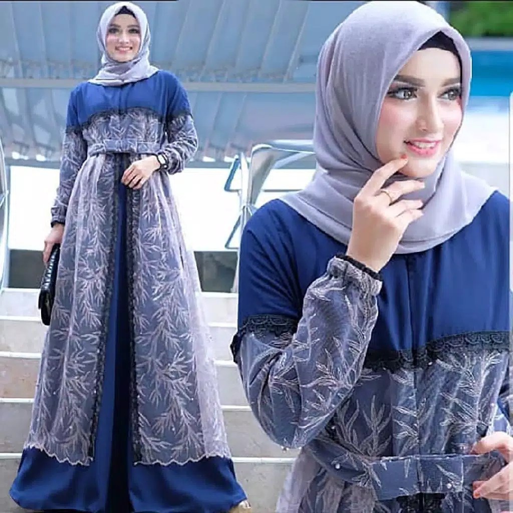 KALEA DRESS Bahan Moscrepe Mix Brukat Premium aplikasi Renda dan Mutiara Gamis Kekinian Terbaru 2020