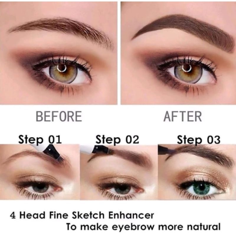 3D eyebrow pensil alis 4 mata waterproof anti air original