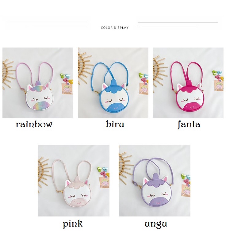 Tas Ransel selempang unicorn 2in1 TU076 anak perempuan tk sd paud backpack sling bag