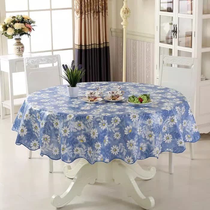 (BIG SIZE) Taplak Meja Makan Bulat Bulet Ruang Tamu Anti Air Alas PVC / Round Tablecloths 150x150cm