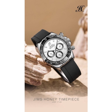 JHW 17 JAM TANGAN PRIA SPORTY TALI RUBBER FREE BOX KAYU JIMS HONEY ORIGINAL ANTIAIR SERTIFIKAT