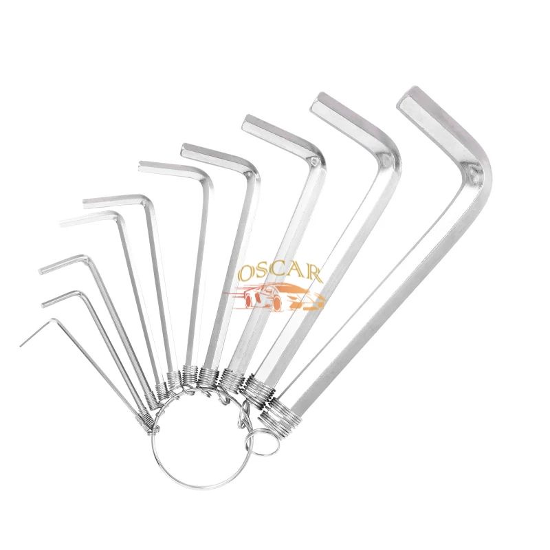 KUNCI L SET 10 PCS PLAT HEX HEXAGONAL KEY WRENCH CHROME 10PCS SHORT LONG PENDEK PANJANG